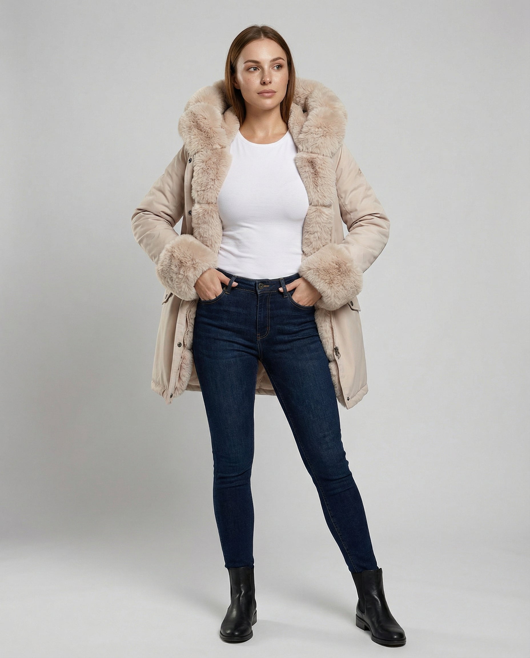 Elegant Women's Faux Fur Jacket-luna20251114-Calm Wears-Apricot-S-Calm Wears