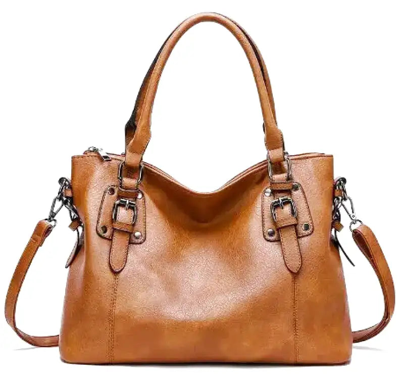 Large Capacity Vintage Soft Leather Handbag with Shoulder Strap-dione couture20260421-Calm Wears-Brown-Calm Wears