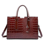 Large Capacity Crocodile Patent Leather Handbag-dione couture20260421-Calm Wears-Brown-Calm Wears
