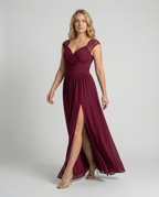 Evening dress women V-neck-https://detail.1688.com/offer/675064902852.html-Calm Wears-Wine red-S-Calm Wears