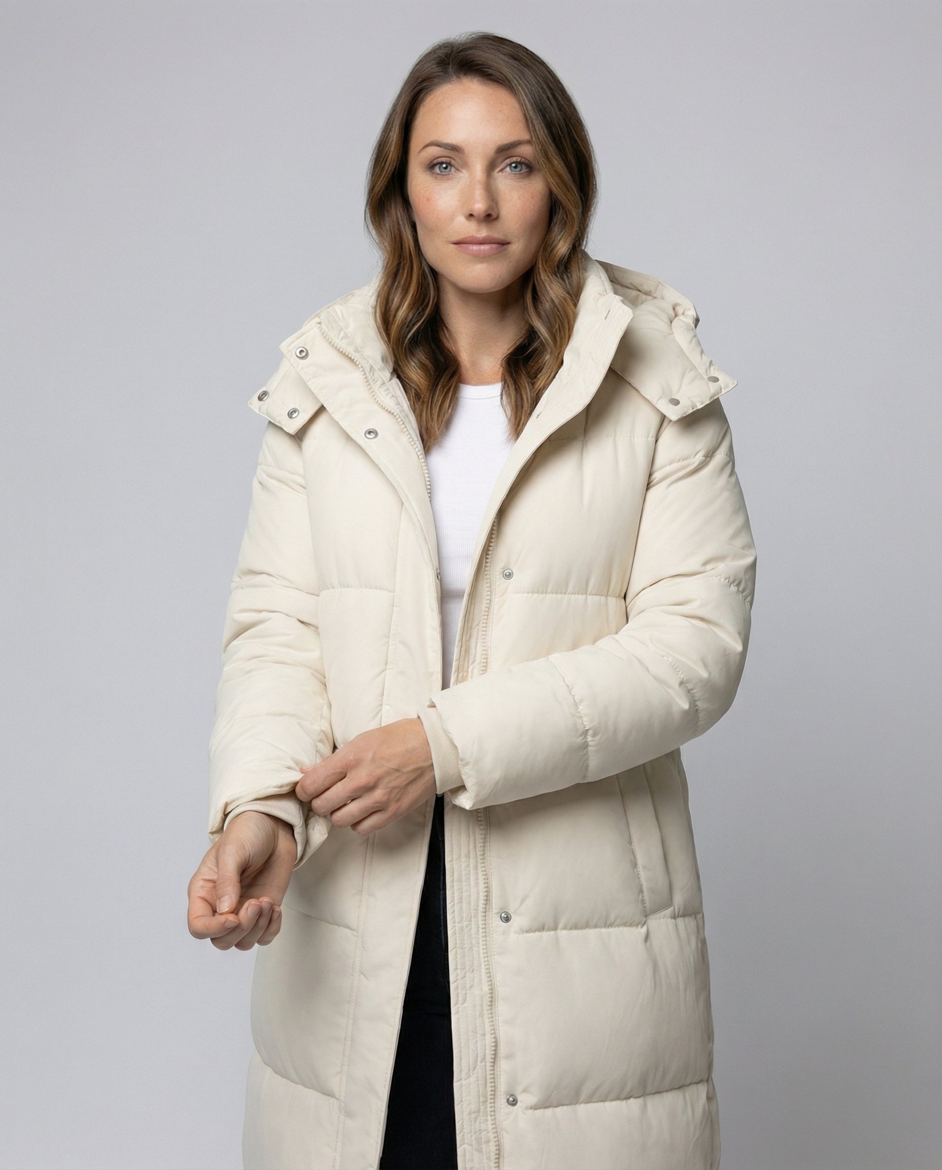 Extra Long Women's Padded Jacket-huis van stijl20240917-Calm Wears-Beige-L-Calm Wears