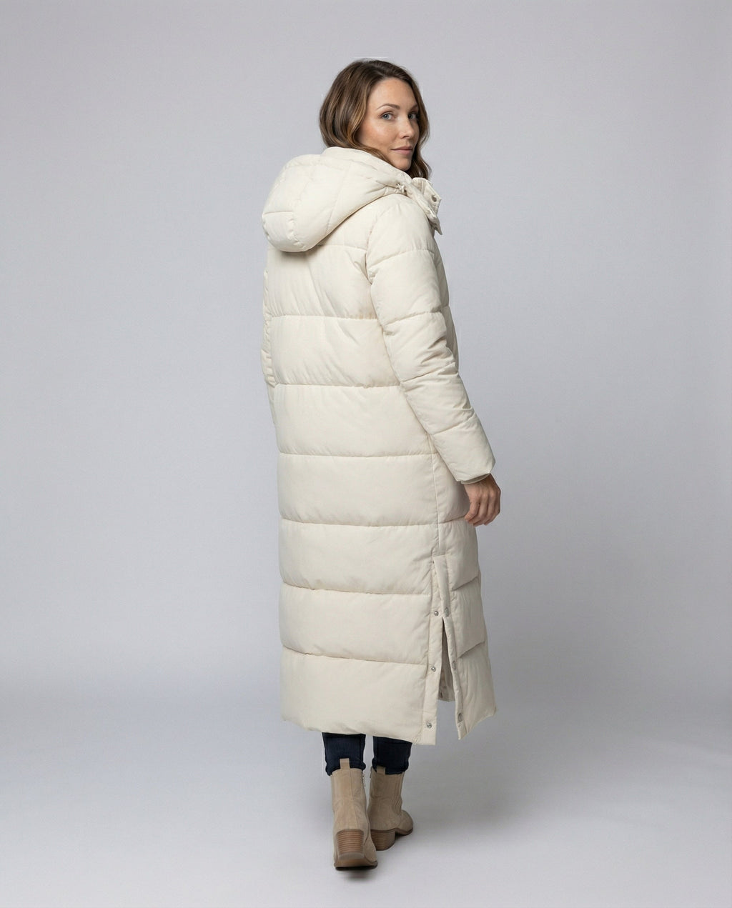Extra Long Women's Padded Jacket-huis van stijl20240917-Calm Wears-Beige-L-Calm Wears
