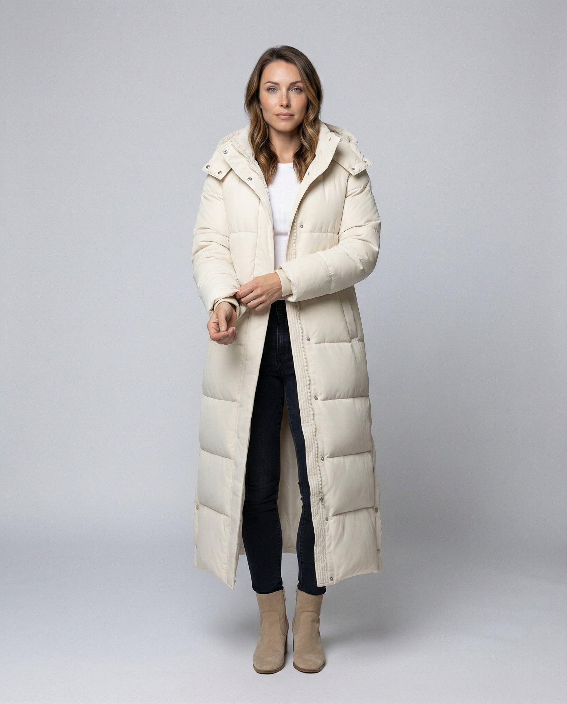 Extra Long Women's Padded Jacket-huis van stijl20240917-Calm Wears-Beige-L-Calm Wears
