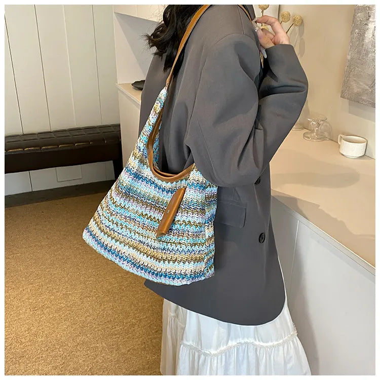 Colorful shoulder bag made of cotton with a practical additional pocket-taschenschmied20260417-Calm Wears-Blue-Calm Wears