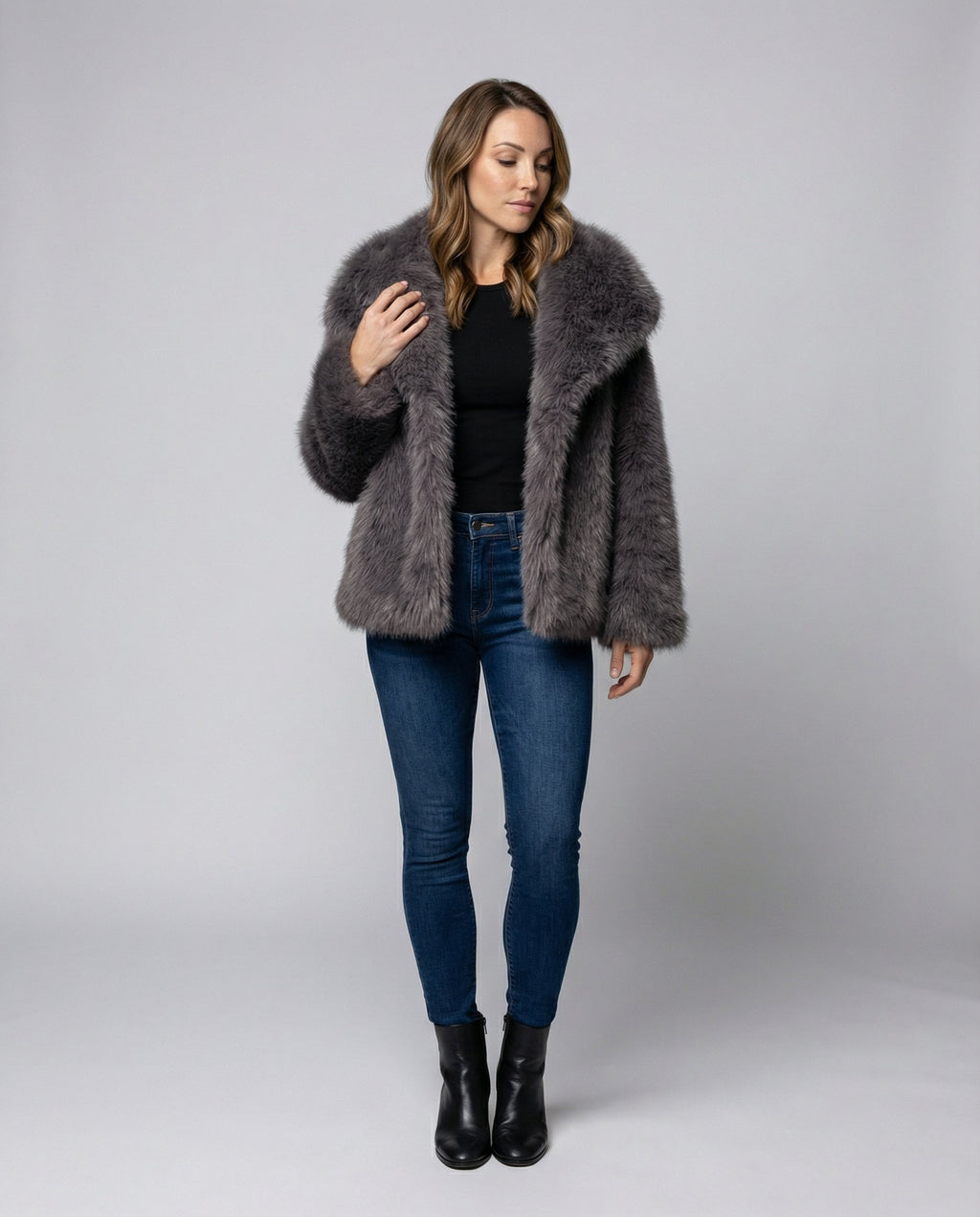 Faux-Fur Shawl Collar Jacket-classylooker20251202-Calm Wears-Gray-XS-Calm Wears