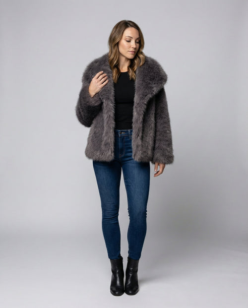 Faux-Fur Shawl Collar Jacket-classylooker20251202-Calm Wears-Gray-XS-Calm Wears