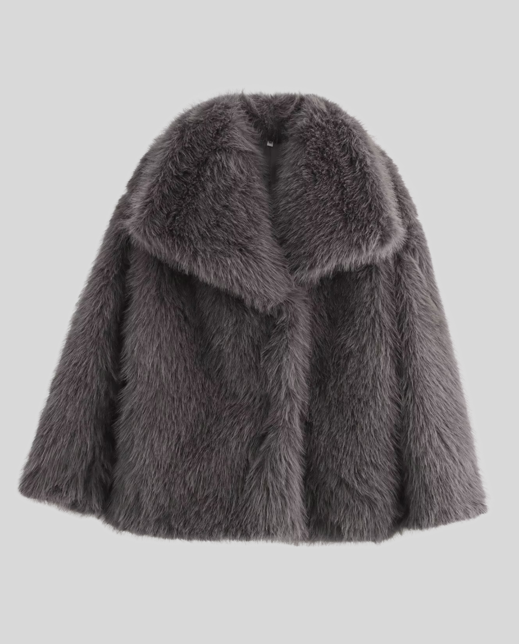 Faux-Fur Shawl Collar Jacket-classylooker20251202-Calm Wears-Gray-XS-Calm Wears