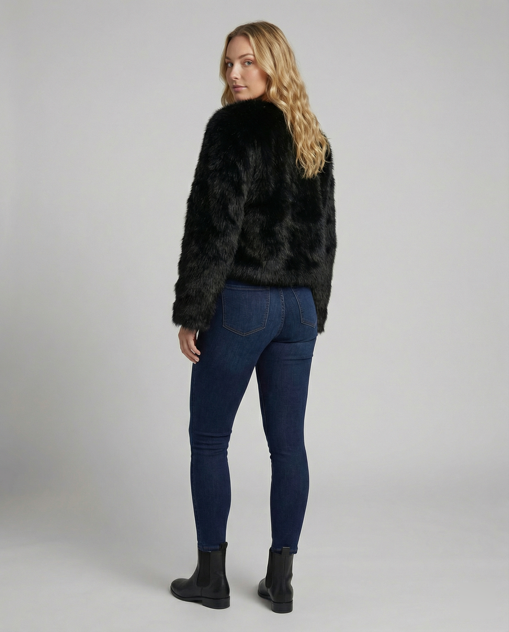 Faux Fur Short Coat Women-valora-mode20241023-Calm Wears-Black-S-Calm Wears