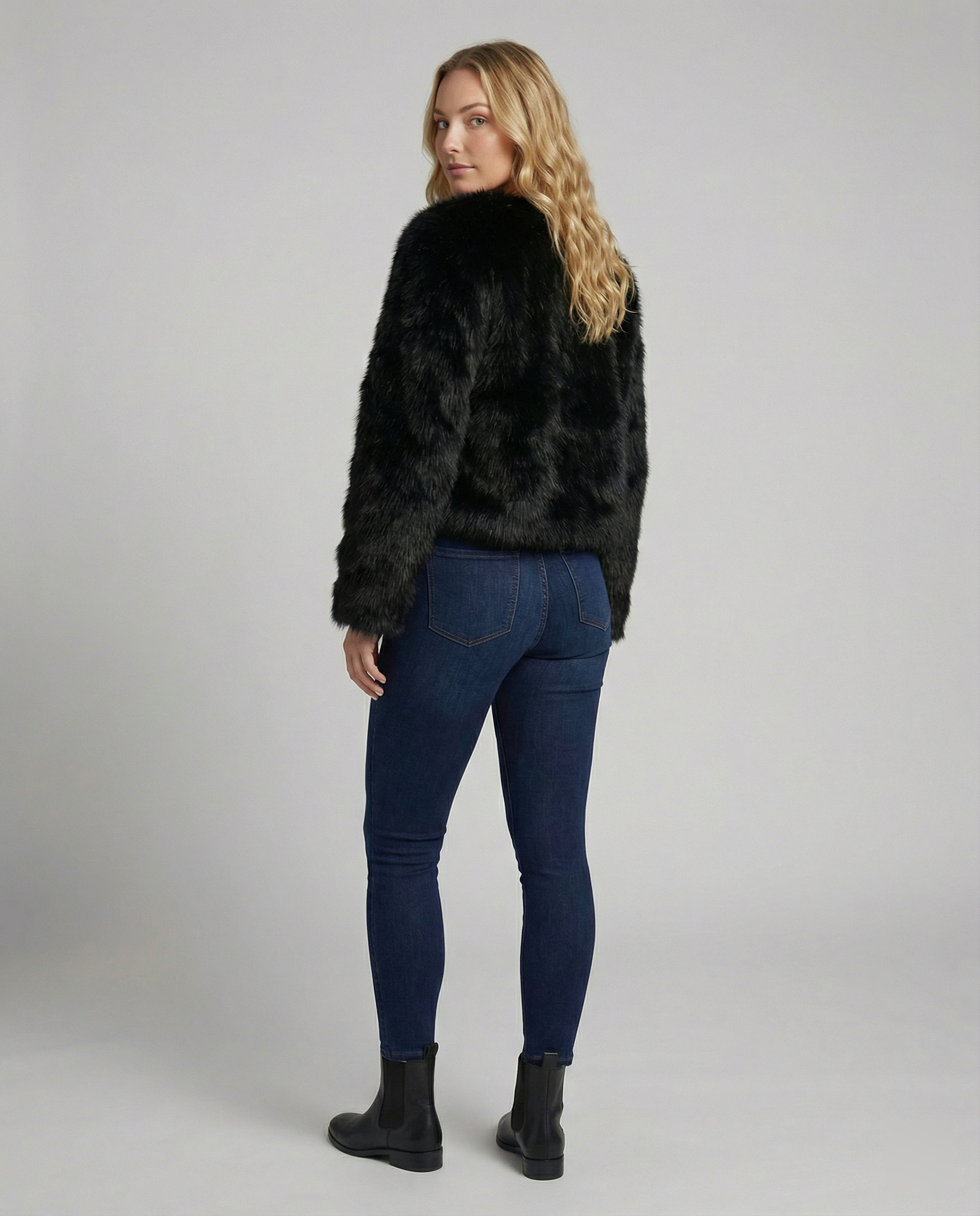 Faux Fur Short Coat Women-valora-mode20241023-Calm Wears-Black-S-Calm Wears