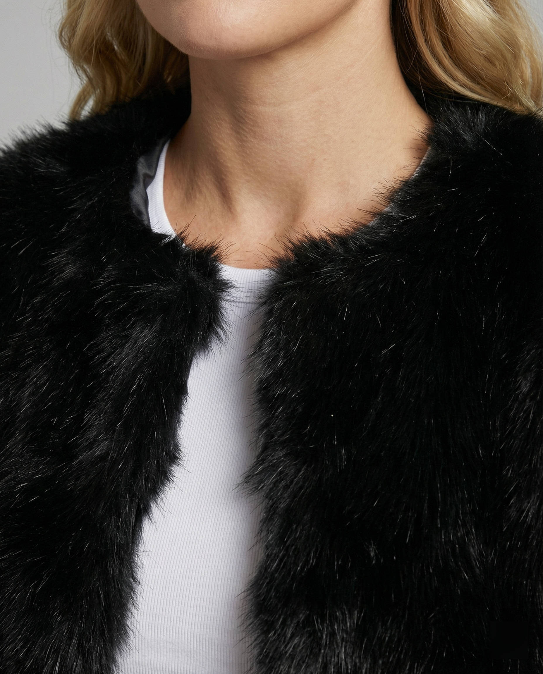 Faux Fur Short Coat Women-valora-mode20241023-Calm Wears-Black-S-Calm Wears