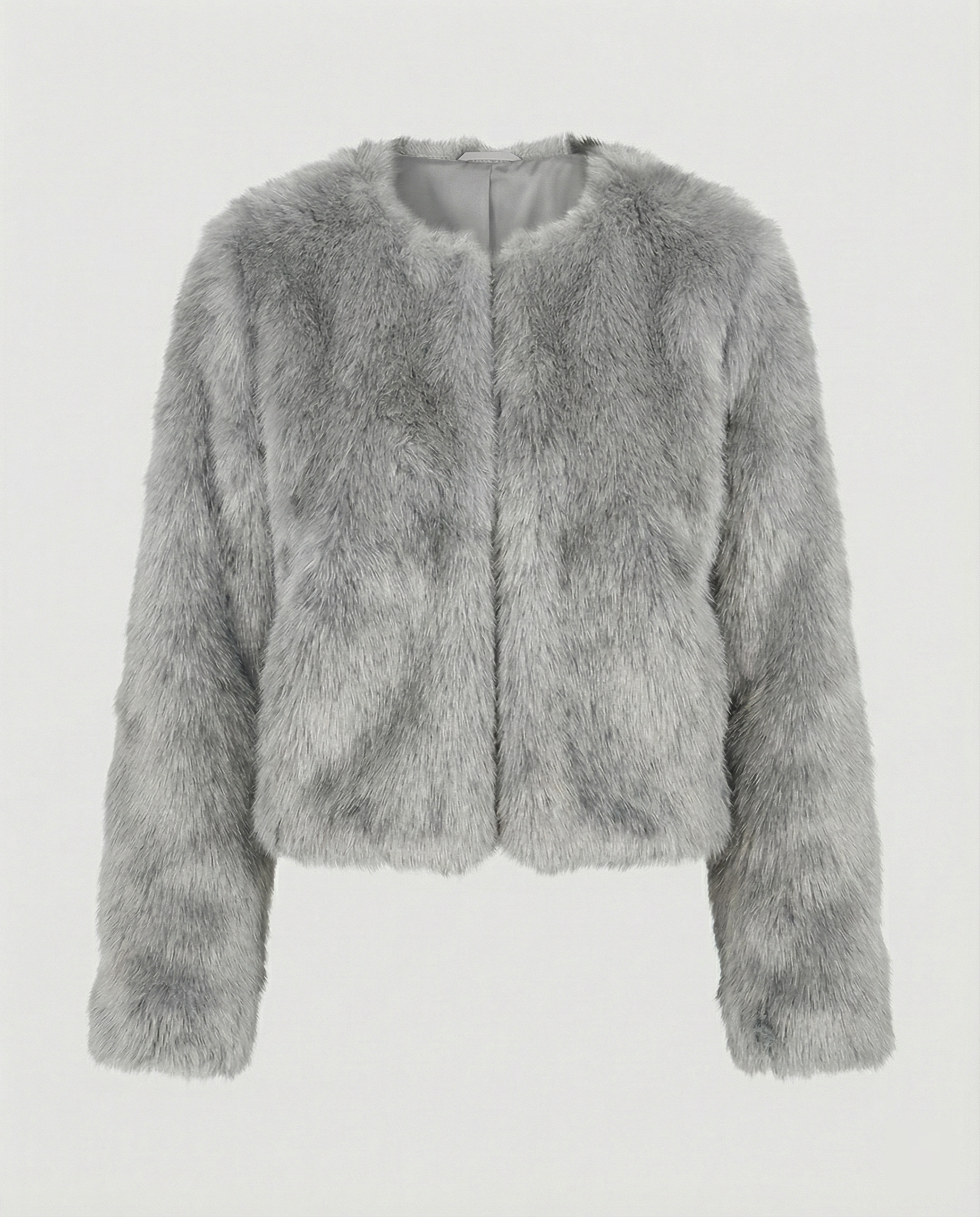 Faux Fur Short Coat Women-valora-mode20241023-Calm Wears-Gray-S-Calm Wears