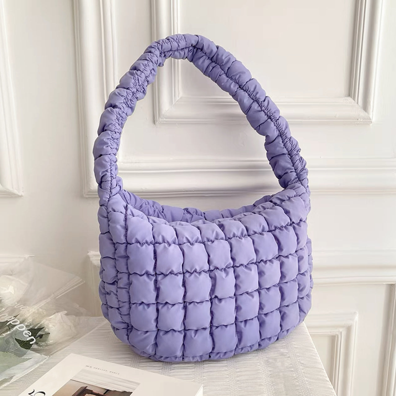 Pleated Shoulder Bag for Women-mivona20250409-Calm Wears-Lilac-Calm Wears