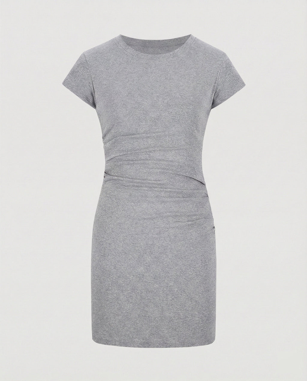 Figure-hugging mini dress with round neck and gathers for summer-Calm Wears-S 80-95 catties-Gray (conventional version)-Calm Wears