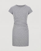 Figure-hugging mini dress with round neck and gathers for summer-Calm Wears-S 80-95 catties-Gray (conventional version)-Calm Wears