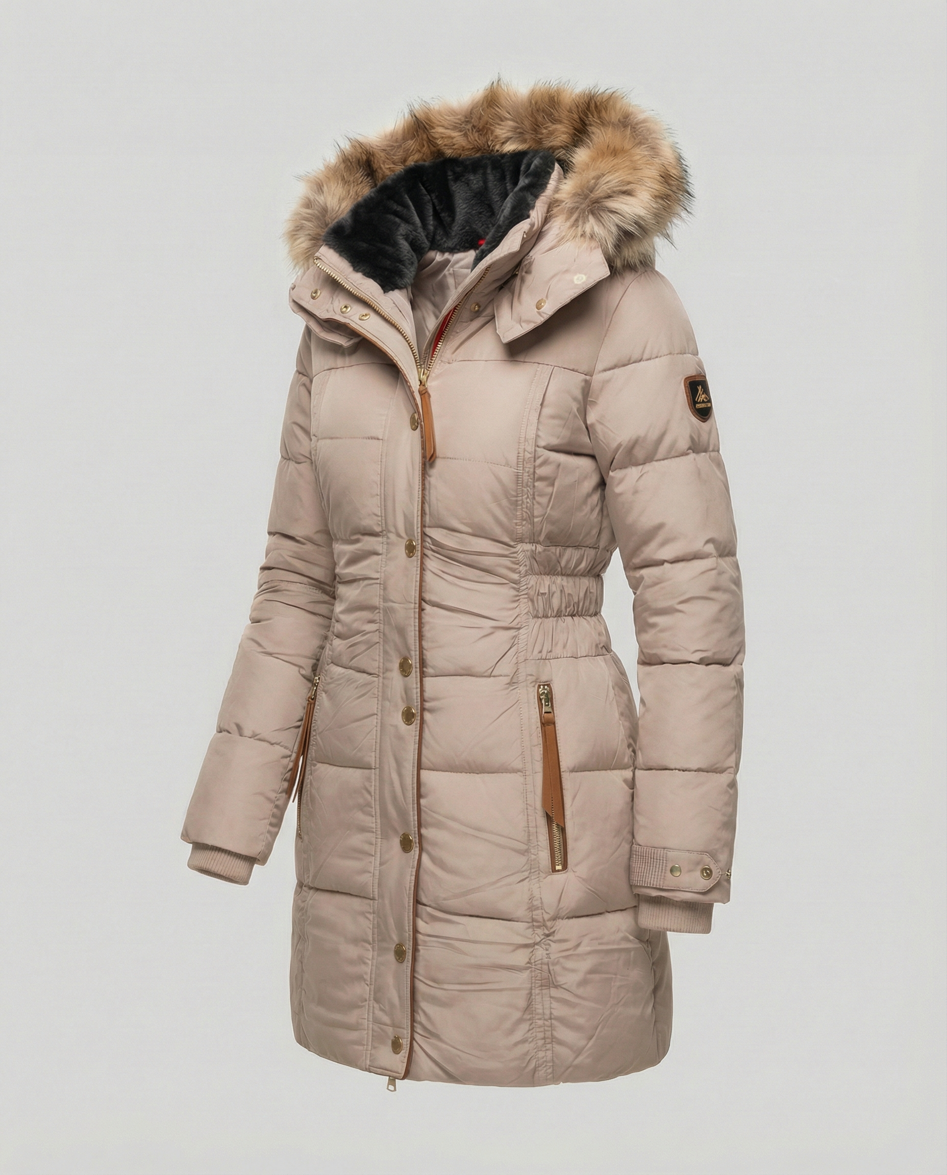 Fleece-lined Warm Women's Parka-luna20251114-Calm Wears-Beige-S-Calm Wears