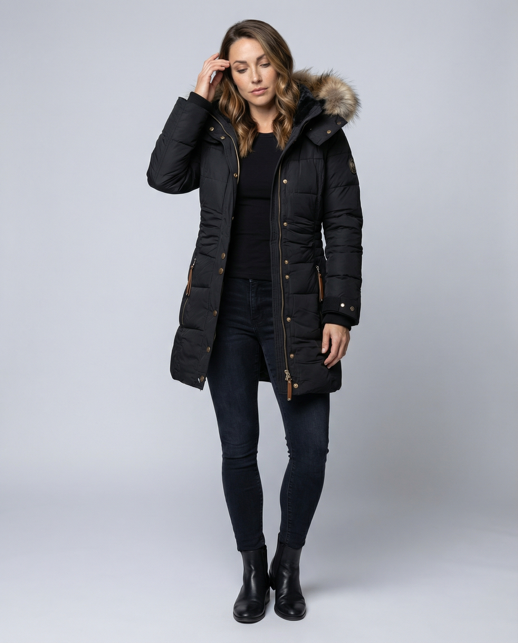 Fleece-lined Warm Women's Parka-luna20251114-Calm Wears-Black-S-Calm Wears
