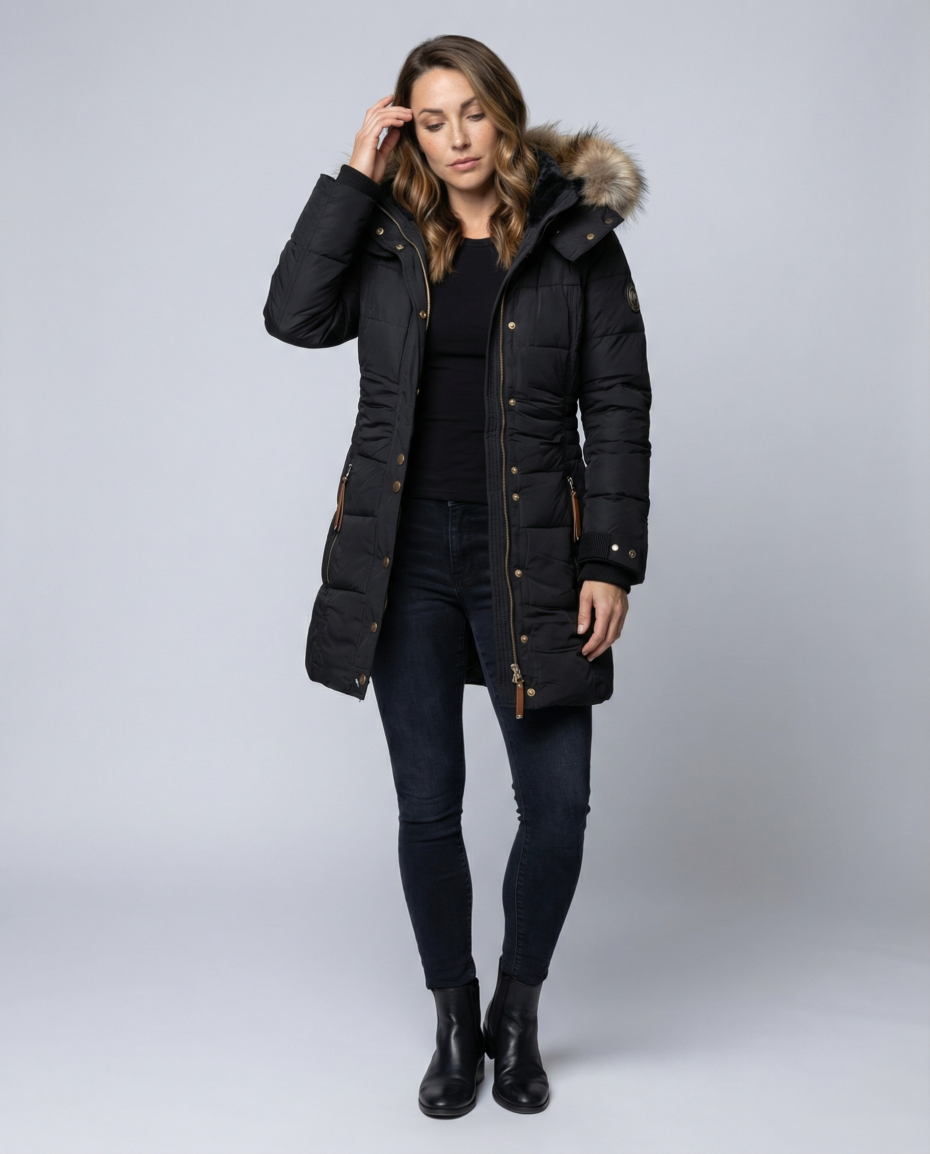 Fleece-lined Warm Women's Parka-luna20251114-Calm Wears-Black-S-Calm Wears