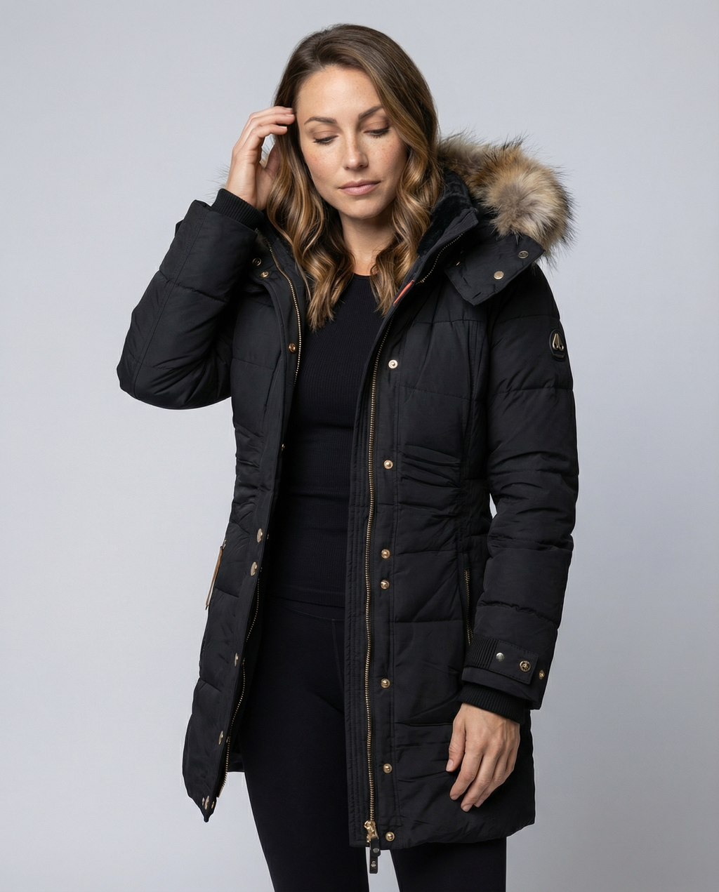 Fleece-lined Warm Women's Parka-luna20251114-Calm Wears-Black-S-Calm Wears
