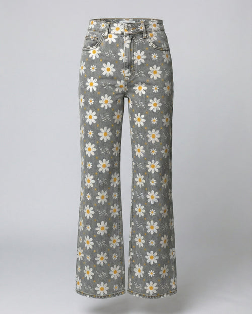 Floral Wide Women's Jeans-haven-mode20250212-Calm Wears-White Flowers-S-Calm Wears