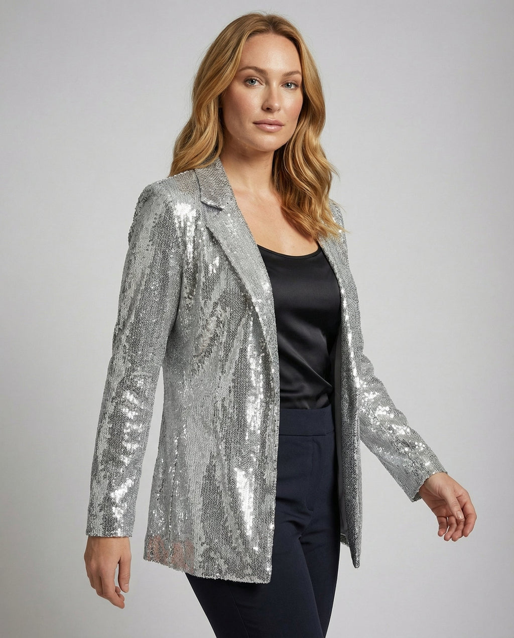 Glamorous Sequin Lapel Blazer-prime amsterdam nederland20251114-Calm Wears-Silver-S-Calm Wears