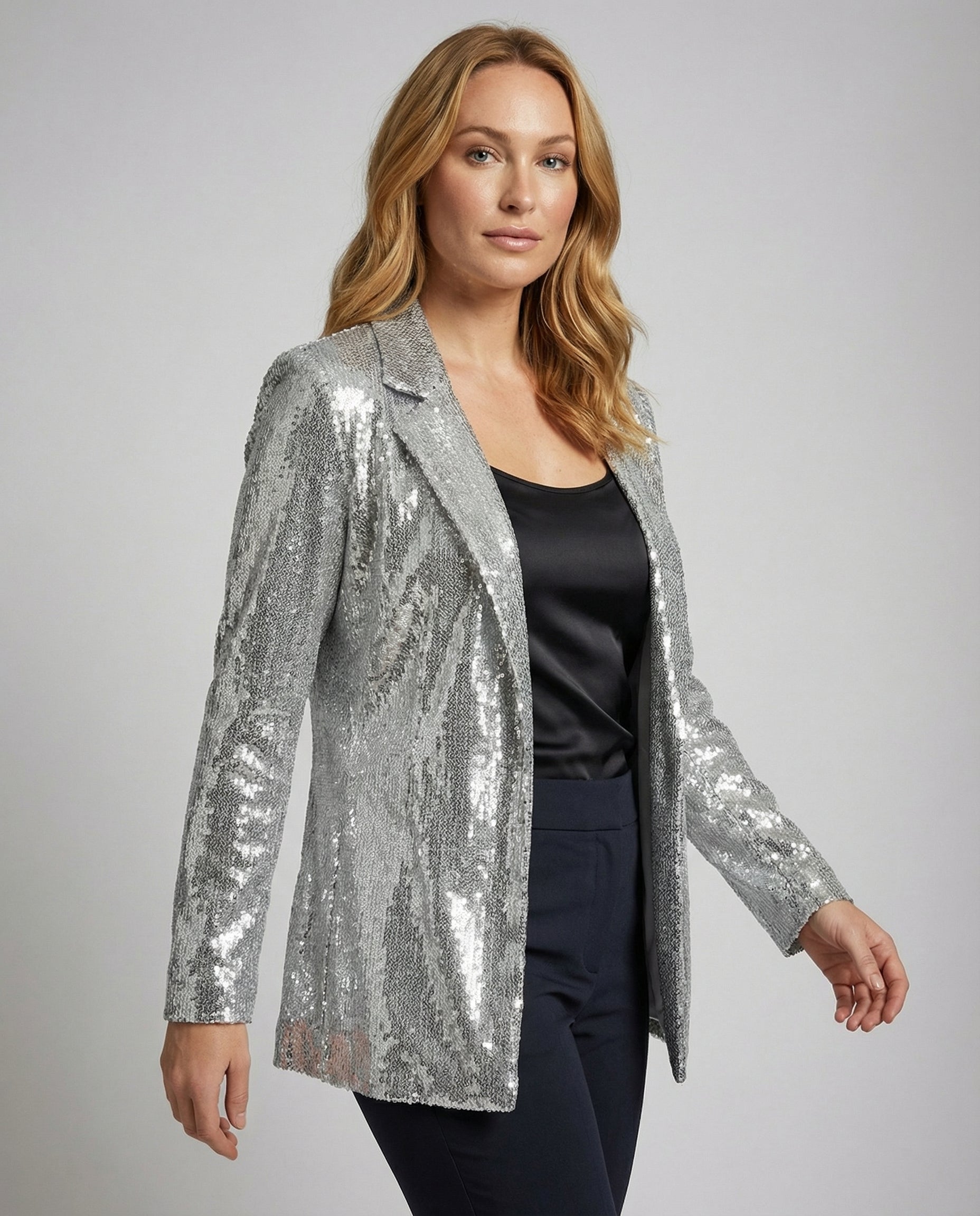 Glamorous Sequin Lapel Blazer-prime amsterdam nederland20251114-Calm Wears-Silver-S-Calm Wears