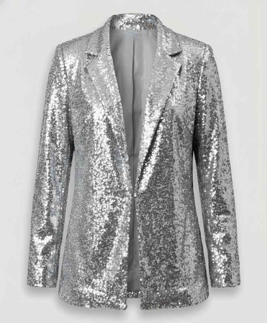 Glittering women's sequin blazer-shopthecic 20251110-Calm Wears-Silver-XS-Calm Wears