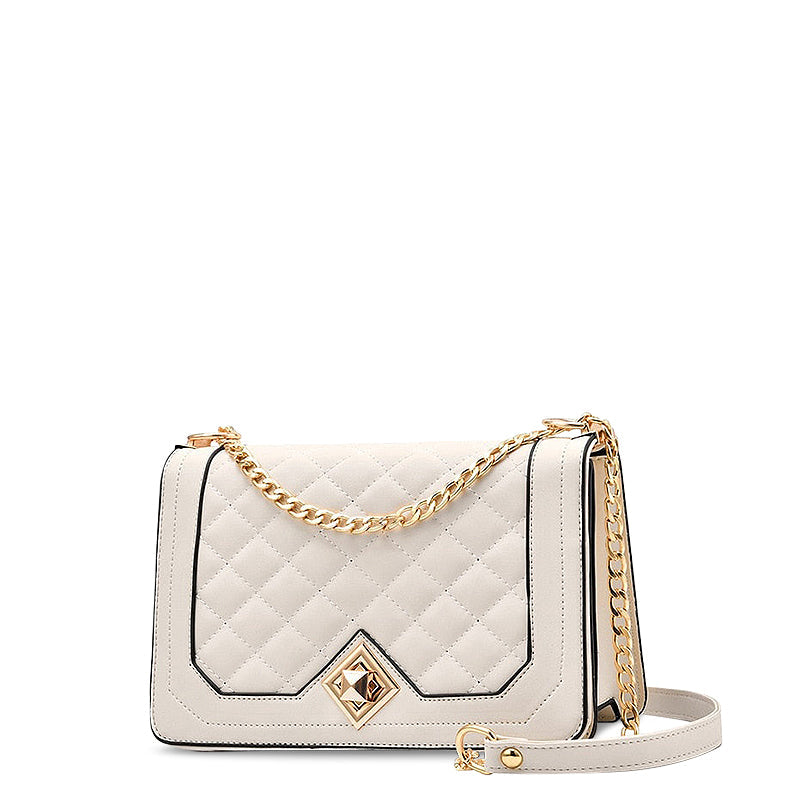 Quilted Chain Crossbody Bag, Small Shoulder Bag-mayfair ellis20260422-Calm Wears-White-Calm Wears