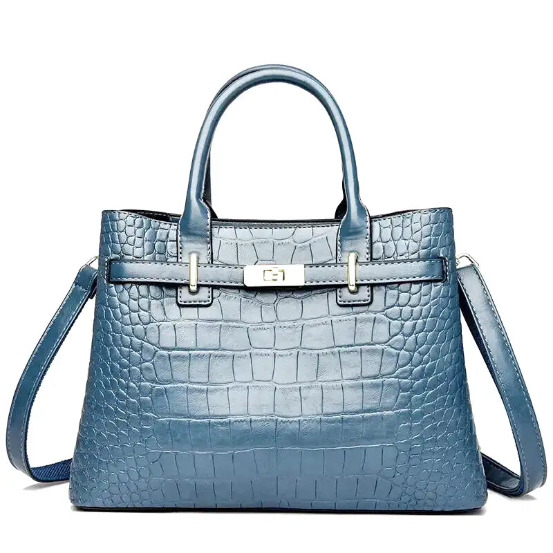 Large Croco Handbag with Shoulder Strap-dione couture20260421-Calm Wears-Blue-Calm Wears