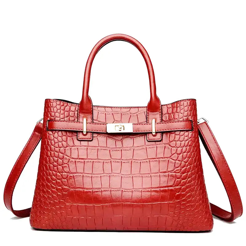 Large Croco Handbag with Shoulder Strap-dione couture20260421-Calm Wears-Red-Calm Wears