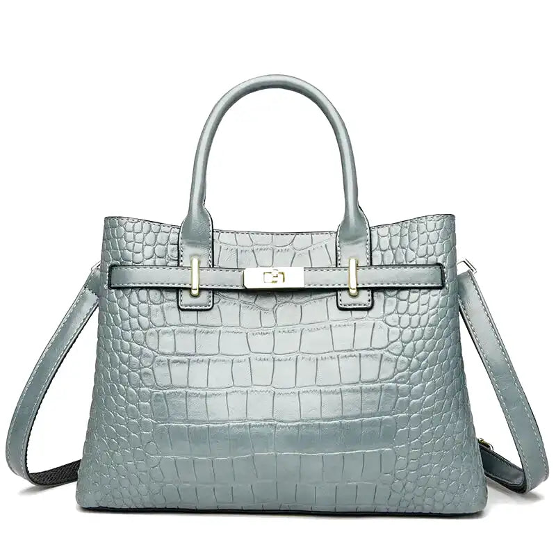 Large Croco Handbag with Shoulder Strap-dione couture20260421-Calm Wears-Green-Calm Wears