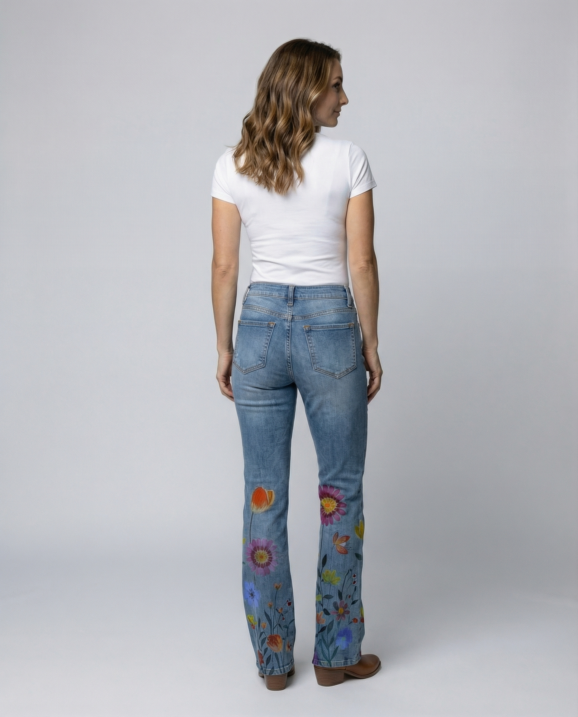 High-waisted women's flared pants-prime-amsterdam20250305-Calm Wears-Lilac Flower-S-Calm Wears