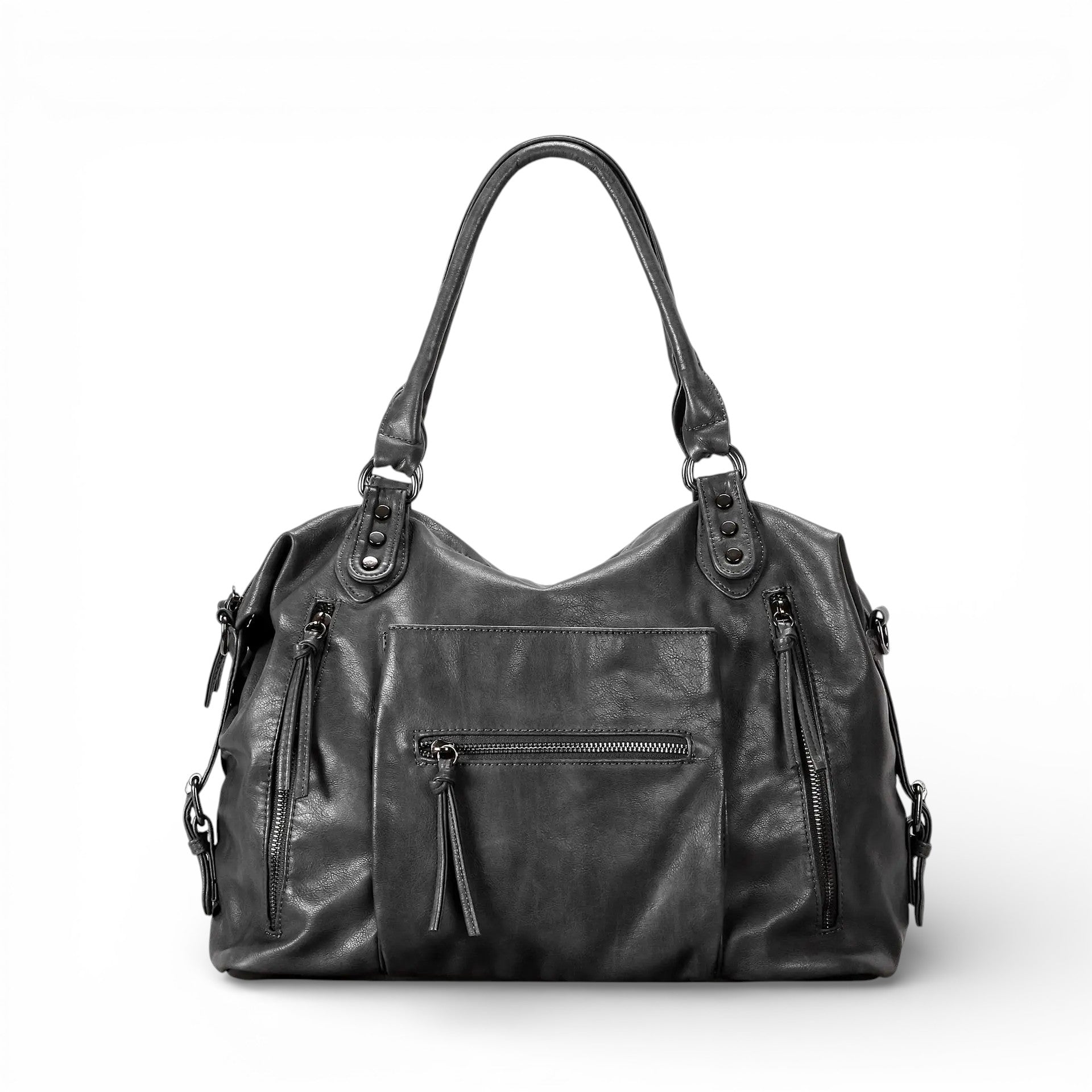 multipocket shoulder bag fashion retro commuter underarm motorcycle bag brand design crossbody bag large travel bag-Calm Wears-Dark Gray-Calm Wears