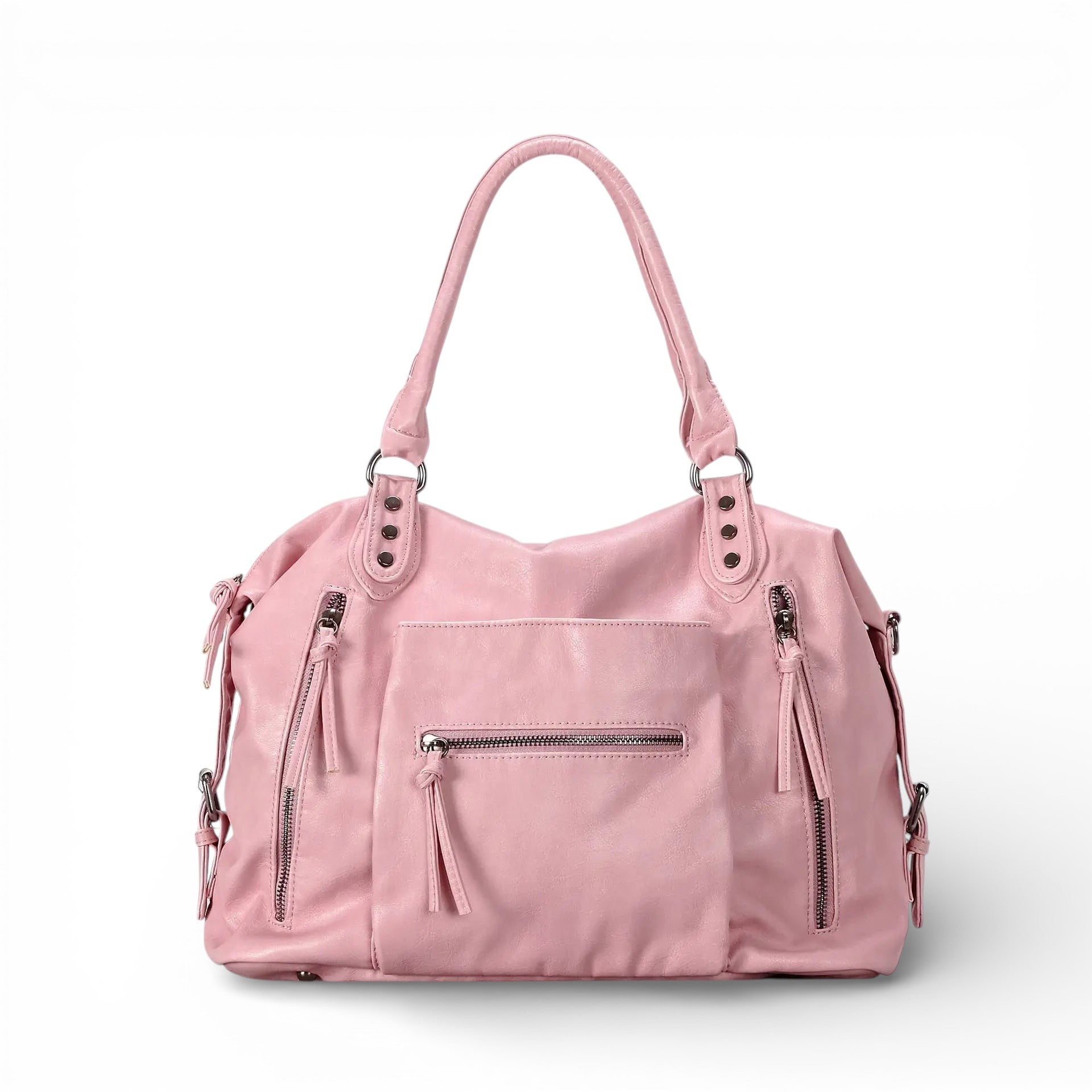 multipocket shoulder bag fashion retro commuter underarm motorcycle bag brand design crossbody bag large travel bag-Calm Wears-Pink-Calm Wears