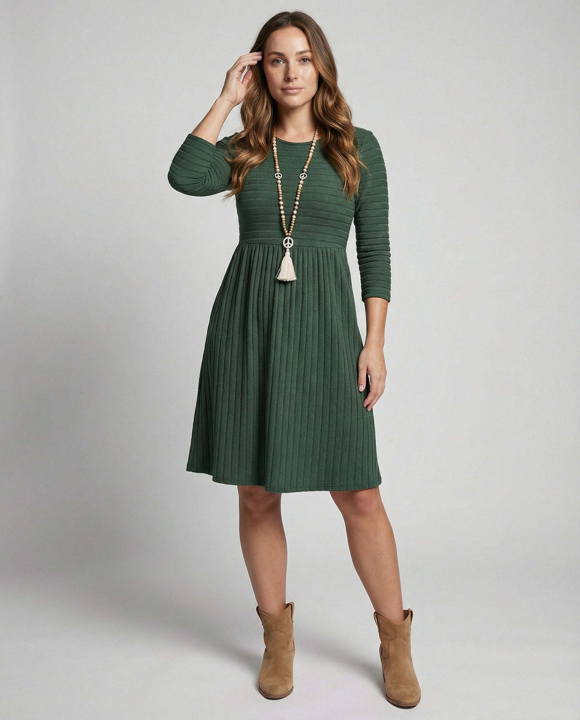 Knit dress Long sleeves Women-https://detail.1688.com/offer/858922311698.html-Calm Wears-Green-S-Calm Wears