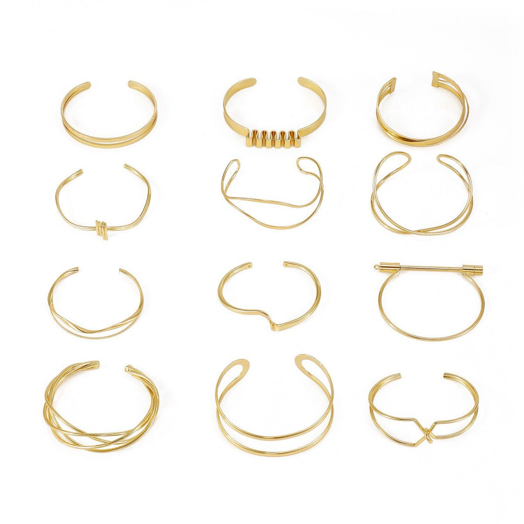 Ladies' bangle with elegant curved design Calm Wears-https://detail.1688.com/offer/825473621801.html-Calm Wears-Gold-Calm Wears