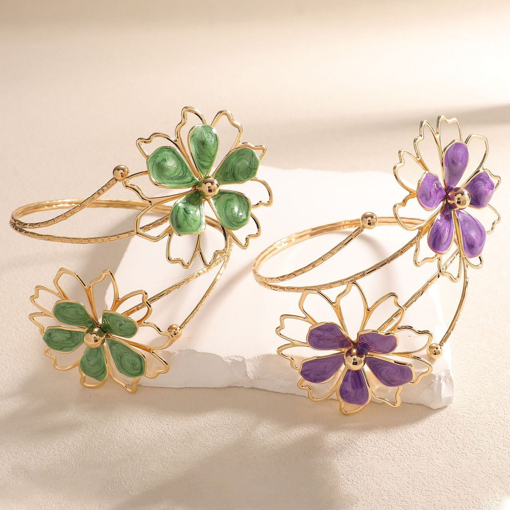 Ladies bracelet with artistic flower design Calm Wears-https://detail.1688.com/offer/1051505835518.html-Calm Wears-Lilac-Calm Wears