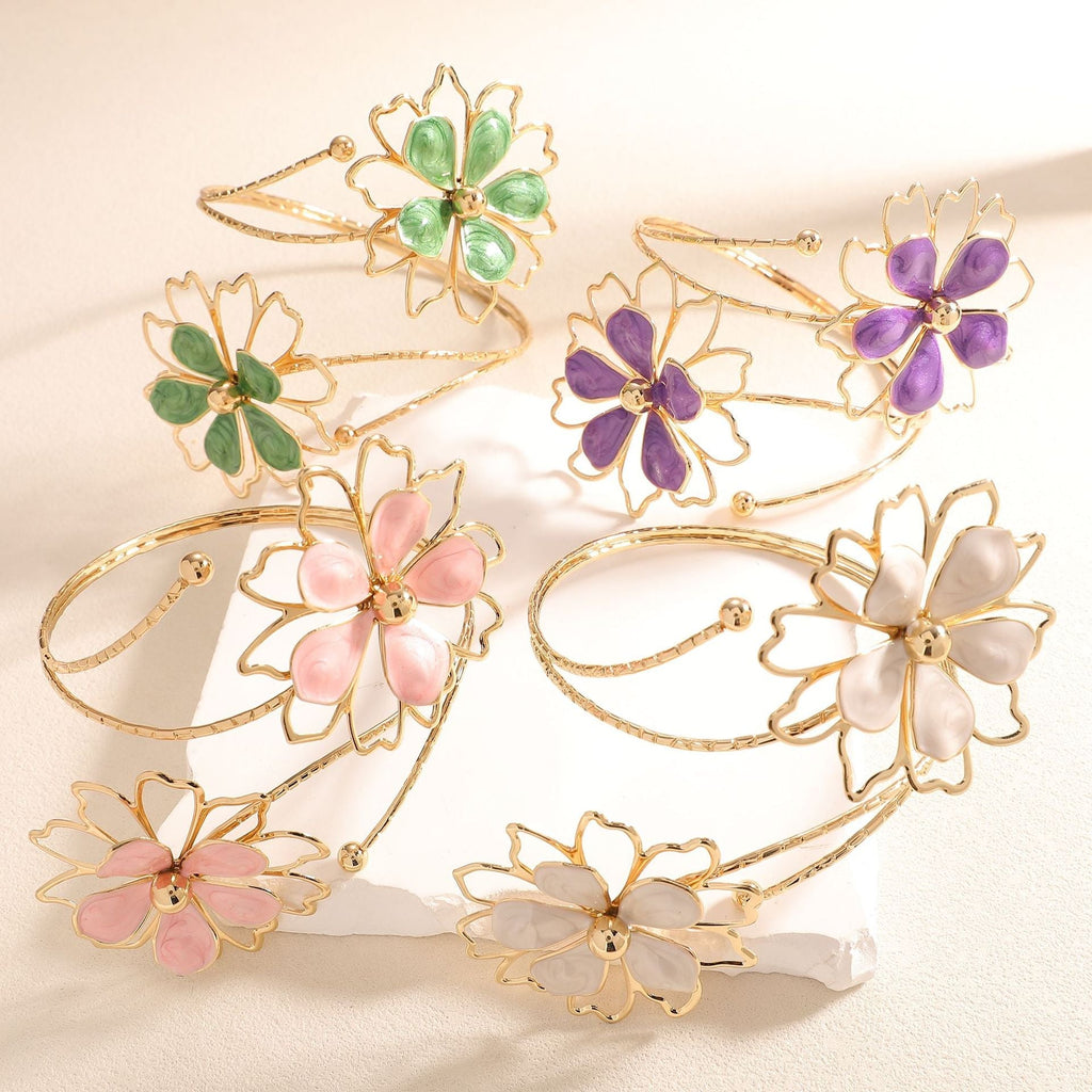 Ladies bracelet with artistic flower design Calm Wears-https://detail.1688.com/offer/1051505835518.html-Calm Wears-Lilac-Calm Wears