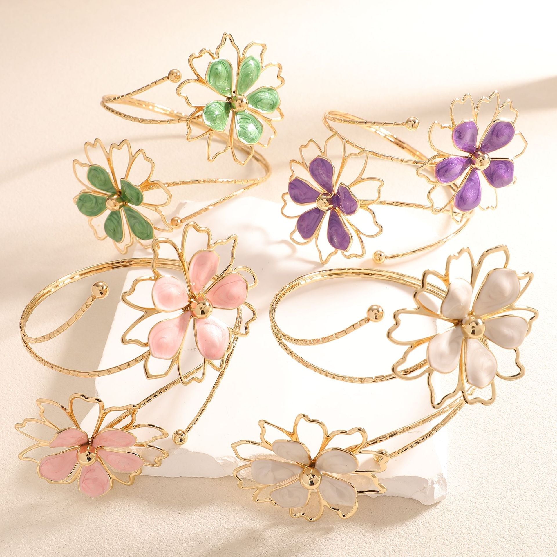 Ladies bracelet with artistic flower design Calm Wears-https://detail.1688.com/offer/1051505835518.html-Calm Wears-Lilac-Calm Wears