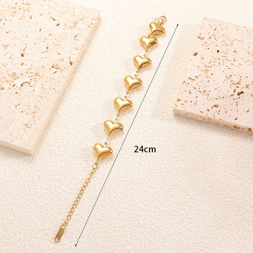 Ladies' bracelet with elegant heart design and fine link chain Calm Wears-https://detail.1688.com/offer/980513874773.html-Calm Wears-Unknown-Calm Wears