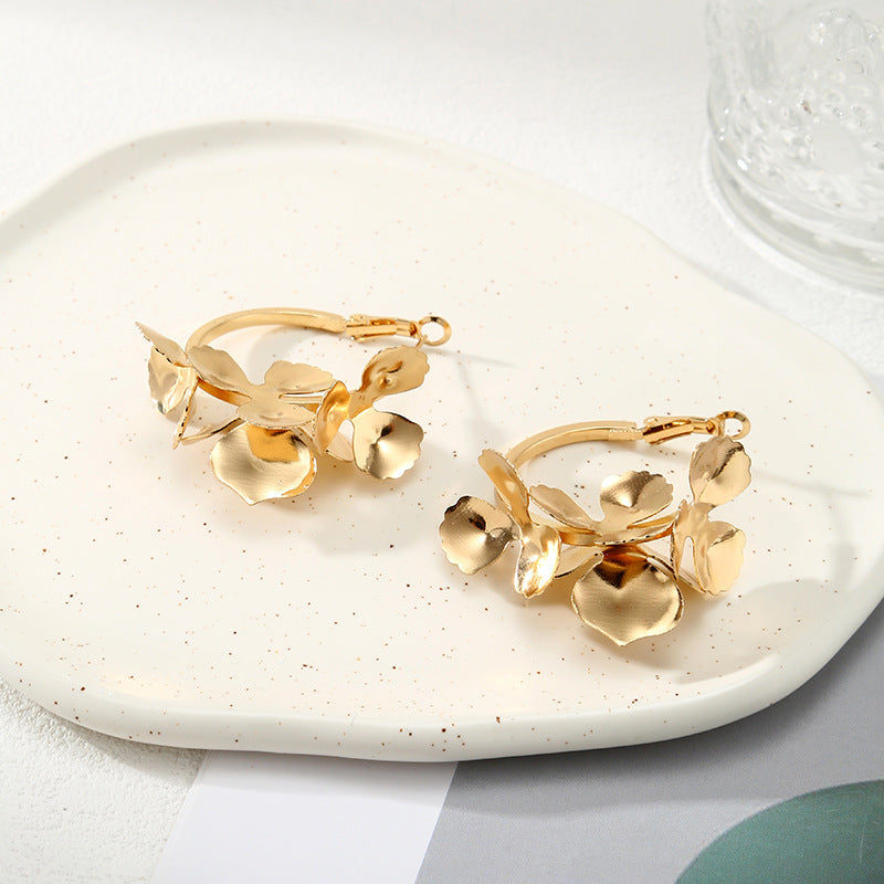 Ladies Creoles with artistic floral ornament Calm Wears-https://detail.1688.com/offer/730490113011.html-Calm Wears-Gold-Calm Wears