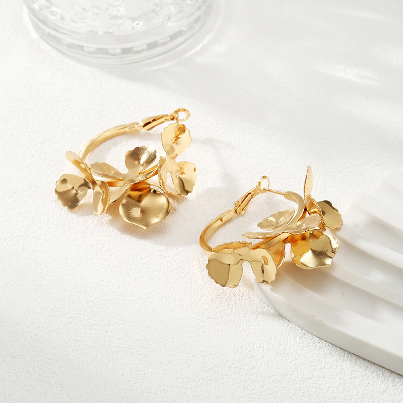 Ladies Creoles with artistic floral ornament Calm Wears-https://detail.1688.com/offer/730490113011.html-Calm Wears-Gold-Calm Wears