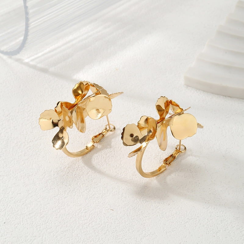 Ladies Creoles with artistic floral ornament Calm Wears-https://detail.1688.com/offer/730490113011.html-Calm Wears-Gold-Calm Wears