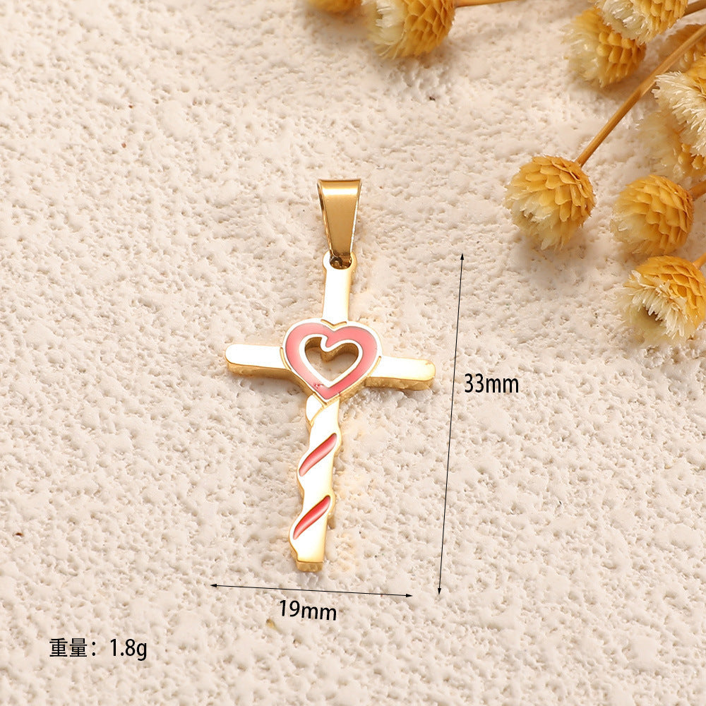 Ladies cross pendant with heart-shaped design and sparkling accents Calm Wears-https://detail.1688.com/offer/981846232355.html-Calm Wears-None-Calm Wears