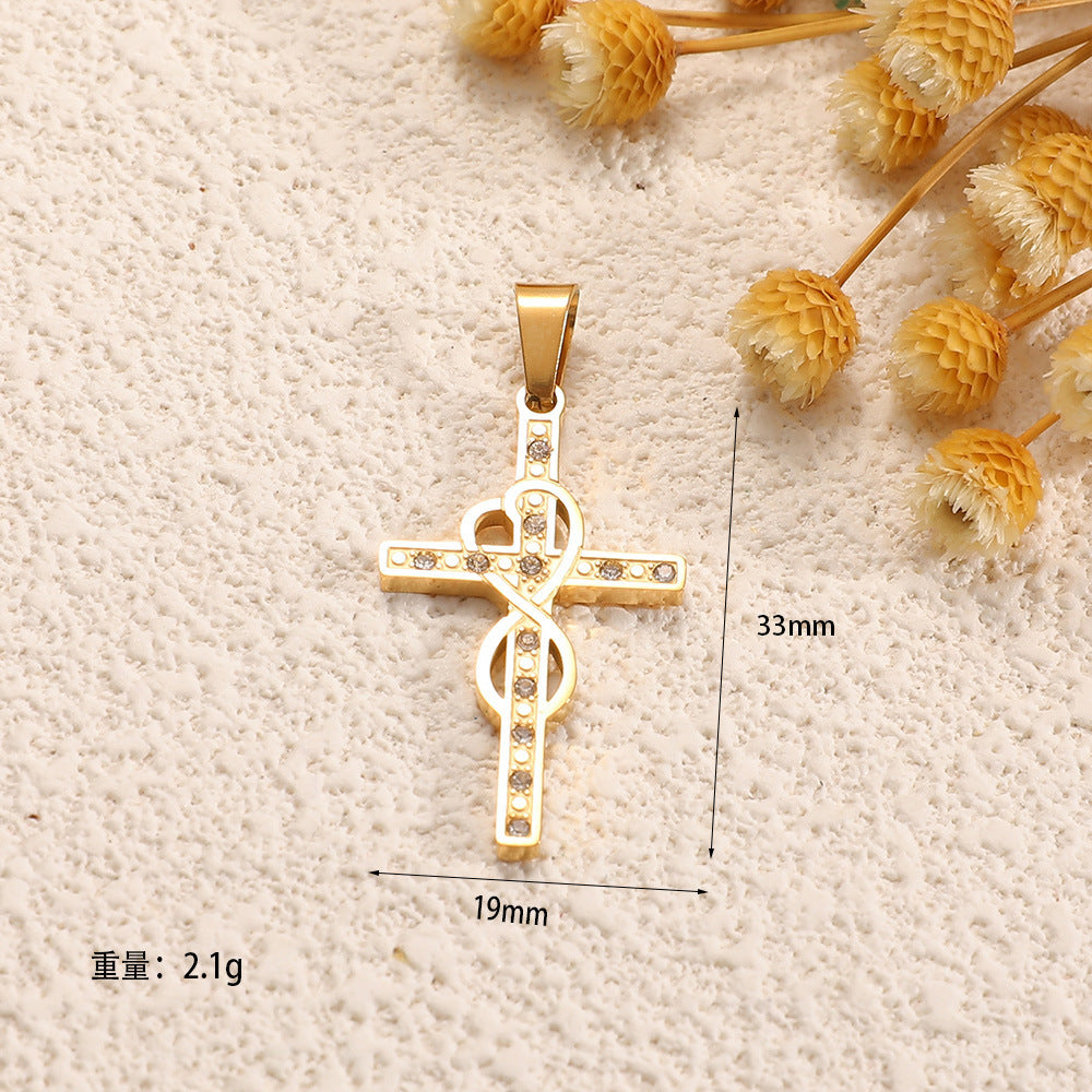 Ladies cross pendant with heart-shaped design and sparkling accents Calm Wears-https://detail.1688.com/offer/981846232355.html-Calm Wears-Style 10-Calm Wears