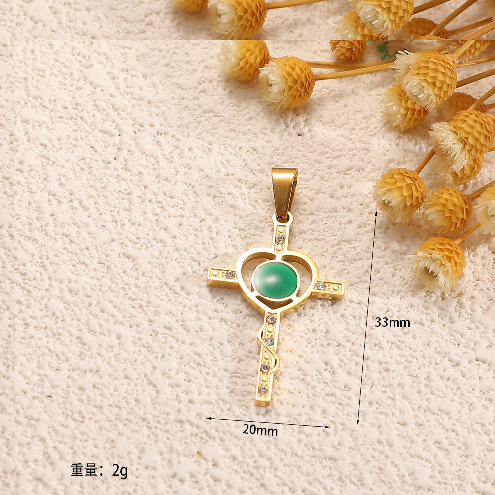 Ladies cross pendant with heart-shaped design and sparkling accents Calm Wears-https://detail.1688.com/offer/981846232355.html-Calm Wears-Style 5-Calm Wears