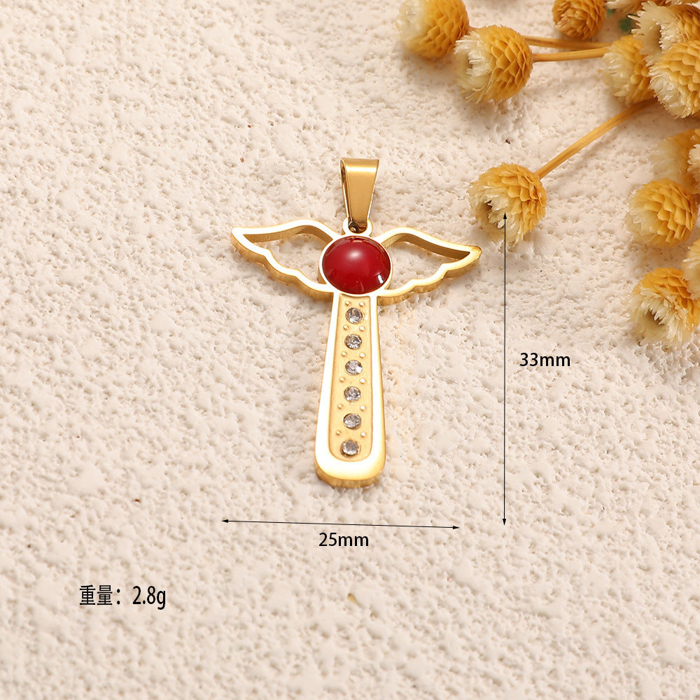 Ladies cross pendant with heart-shaped design and sparkling accents Calm Wears-https://detail.1688.com/offer/981846232355.html-Calm Wears-Style 7-Calm Wears