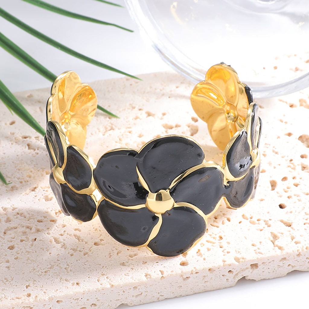 Ladies cuff bracelet with elaborate flower pattern Calm Wears-https://detail.1688.com/offer/1055939603142.html-Calm Wears-Black-Calm Wears