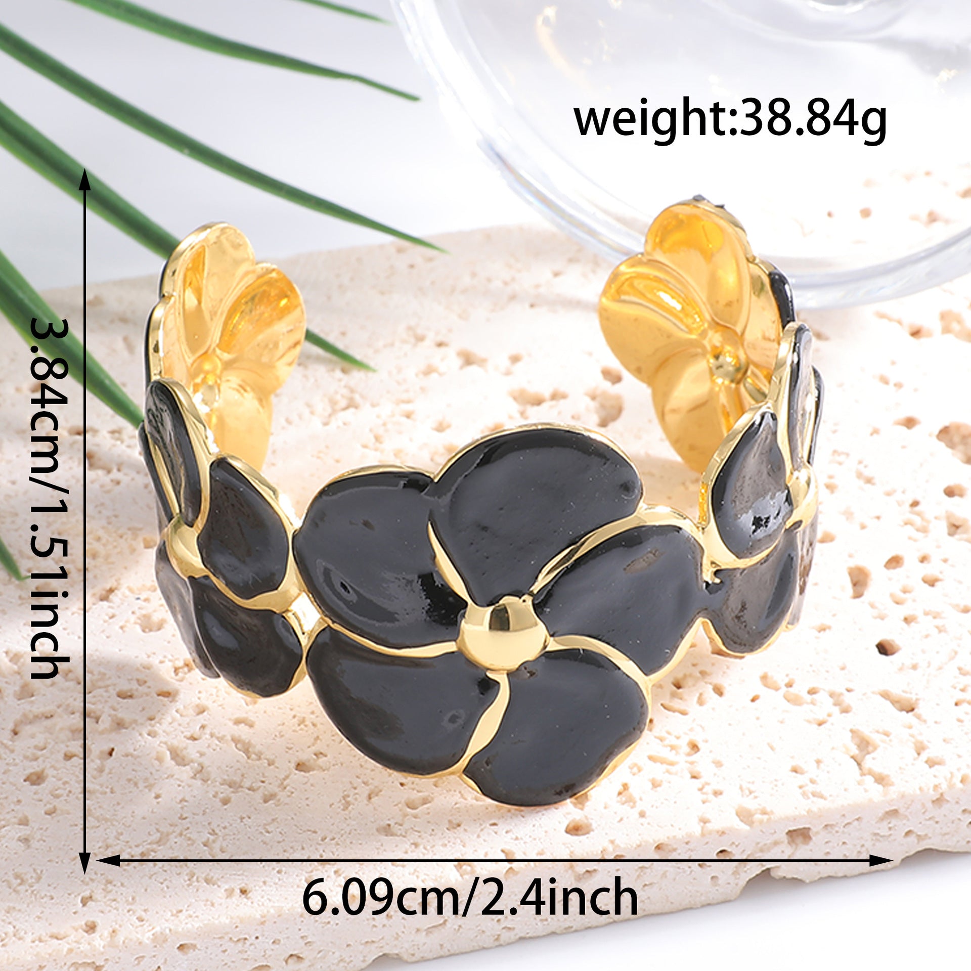 Ladies cuff bracelet with elaborate flower pattern Calm Wears-https://detail.1688.com/offer/1055939603142.html-Calm Wears-Black-Calm Wears