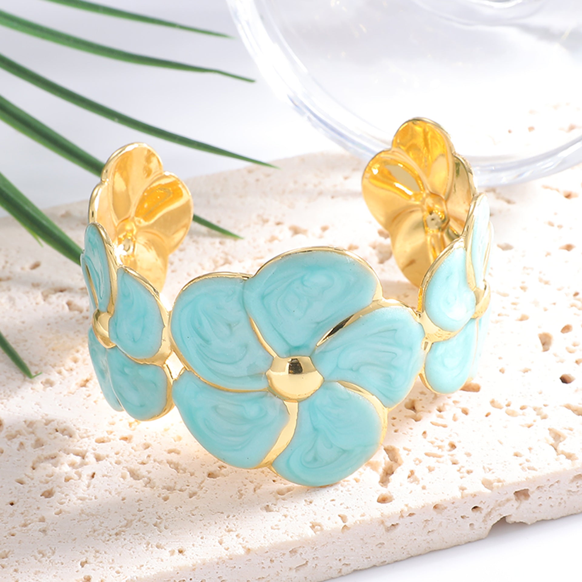 Ladies cuff bracelet with elaborate flower pattern Calm Wears-https://detail.1688.com/offer/1055939603142.html-Calm Wears-Blue-Calm Wears