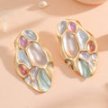 Ladies ear clips with elaborate, colorful shell design Calm Wears-https://detail.1688.com/offer/960470272237.html-Calm Wears-Style 3-Calm Wears